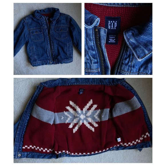 Baby Gap zip up denim jacket sweater lining 5 years - Picture 1 of 4